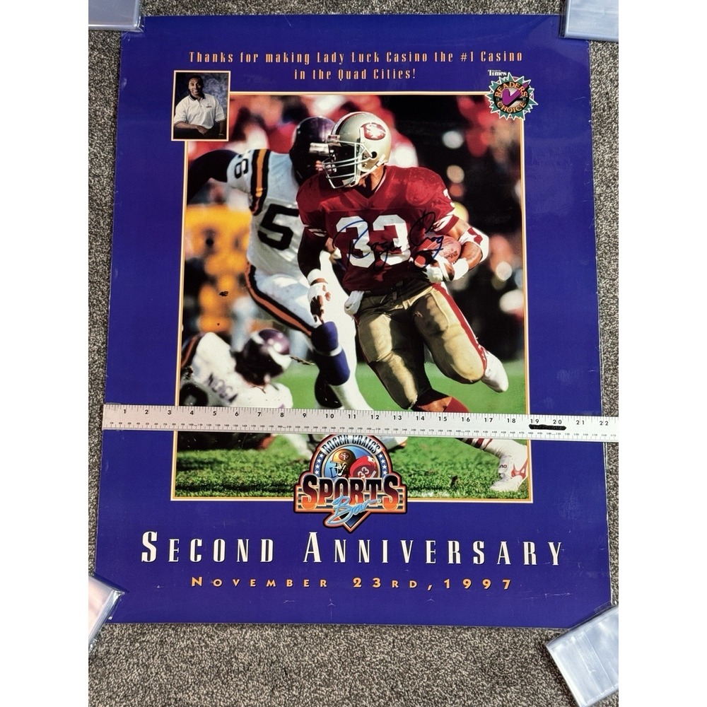 Vtg Signed ROGER CRAIG Sports Bar San Francisco 49ers NFL Football Poster 28X22 - Picture 5 of 14